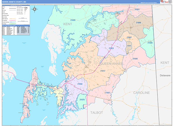 Queen Anne's County, MD Zip Code Map